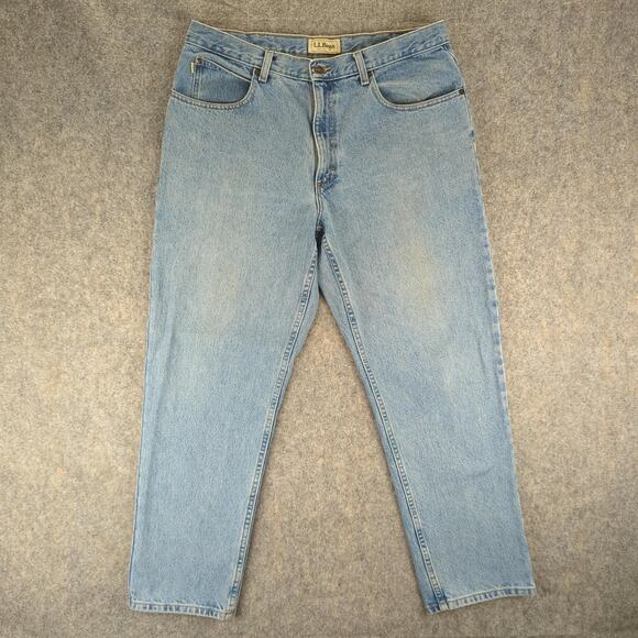 LL Bean Jeans Mens 36x30 Natural Fit Straight Leg Classic Vintage Denim Pants - Picture 1 of 11